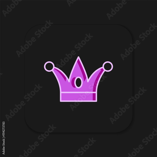 Filled outline Jester hat with bells isolated on black background. Clown icon. Amusement park funnyman sign. Flat filled outline style with shadow. Vector