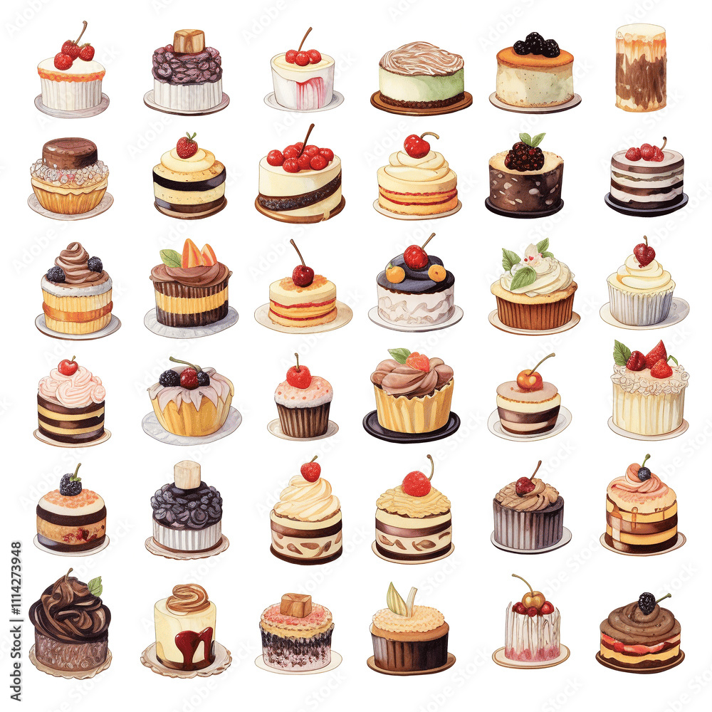 Colorful Collection of Delicious Dessert Cakes Colorful Collection of Delicious Dessert Cakes