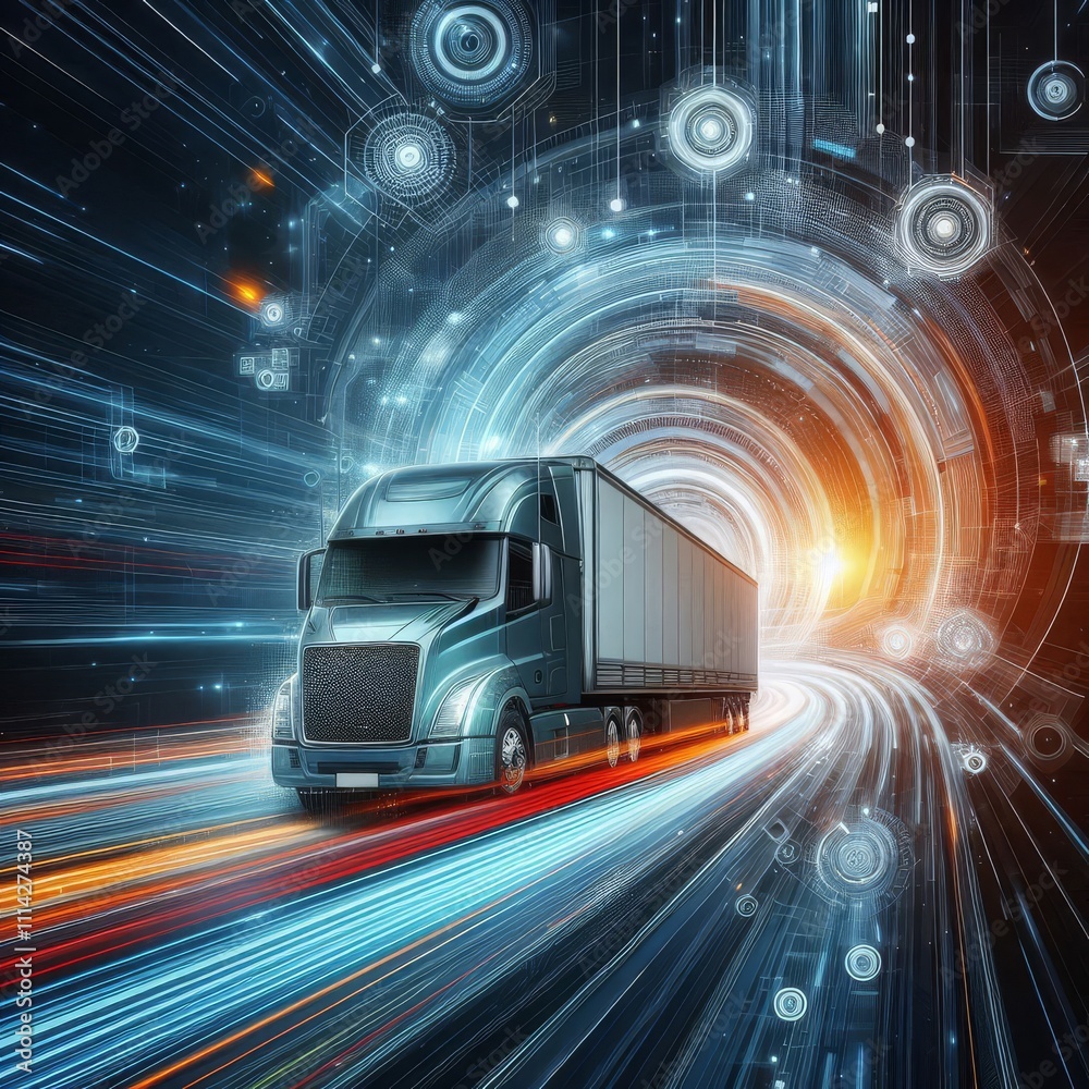 Abstract illustration of the moving semi truck. Logistics concept.
Abstract illustration of the moving semi truck. Logistics concept.