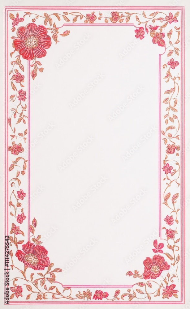 Elegant Pink Floral Frame Design for Invitations or Cards Elegant Pink Floral Frame Design for Invitations or Cards