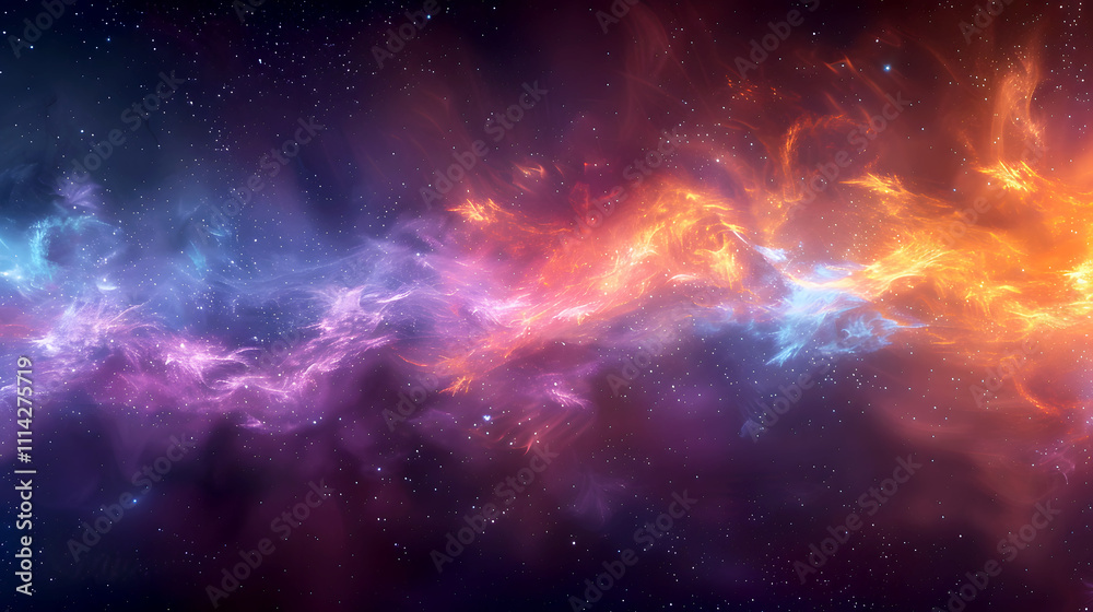 Fototapeta premium Vibrant Cosmic Nebula with Colorful Swirls of Light and Darkness