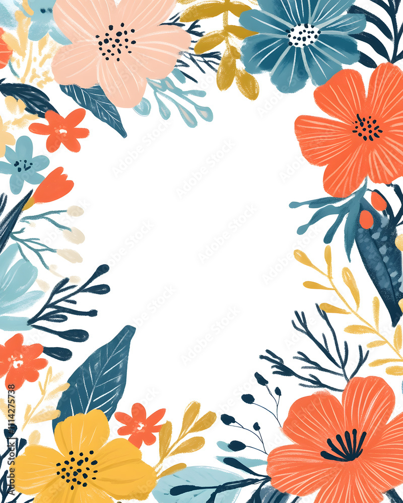 Creative 2D Doodle Floral Illustrations Text Space for Versatile Designs, Greeting Cards, Invitations Creative 2D Doodle Floral Illustrations Text Space for Versatile Designs, Greeting Cards, Invitations