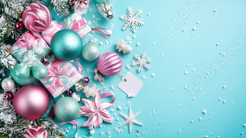 A minimalist flat-lay of Christmas gifts