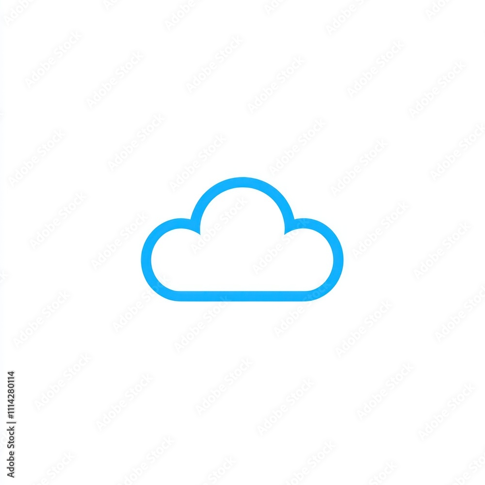 Simple blue outline cloud icon on white background. Simple blue outline cloud icon on white background.