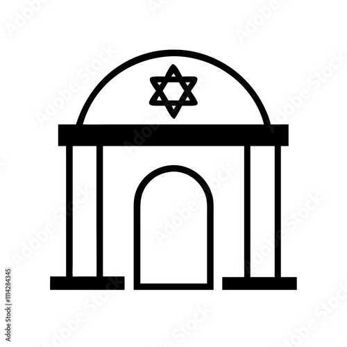 Vector of a synagogue with a menorah, ideal for Hanukkah-themed projects and Jewish festivals.