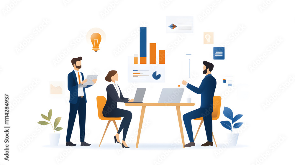 A group of diverse professionals collaborating on a project, with visual elements showing career growth and promotions in the background A group of diverse professionals collaborating on a project, with visual elements showing career growth and promotions in the background