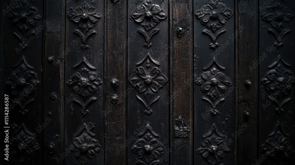 Black wall wood molding panels in a luxury interior, with soft light highlighting the rich textures and patterns Black wall wood molding panels in a luxury interior, with soft light highlighting the rich textures and patterns