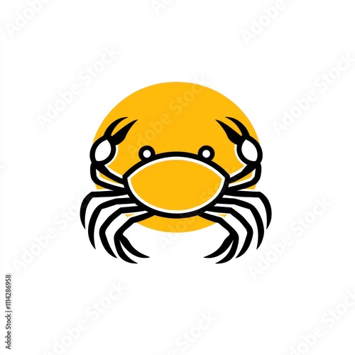 Simple crab illustration on yellow circle. photo