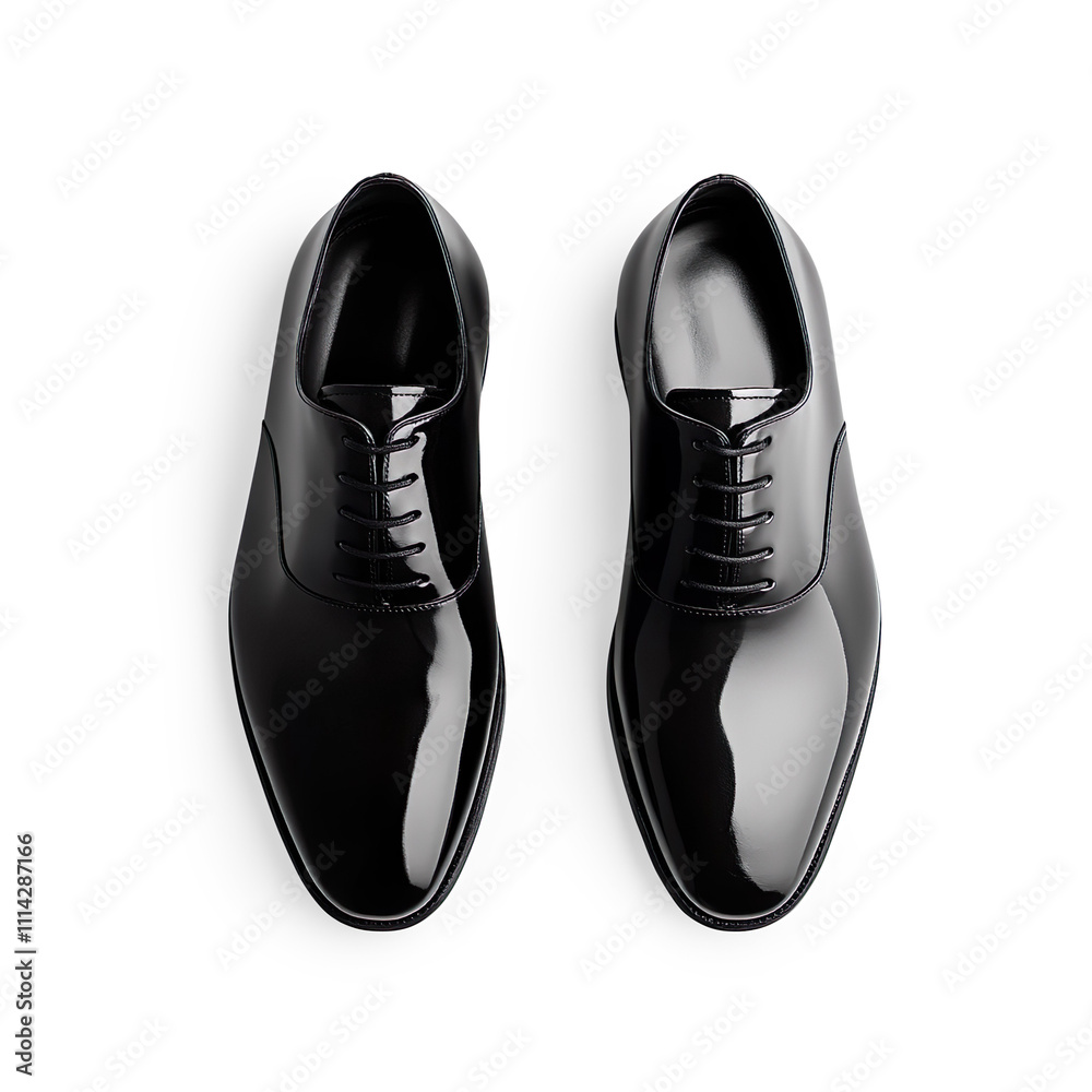 Shiny Black Leather Dress Shoes Top View on a Transparent Background Shiny Black Leather Dress Shoes Top View on a Transparent Background