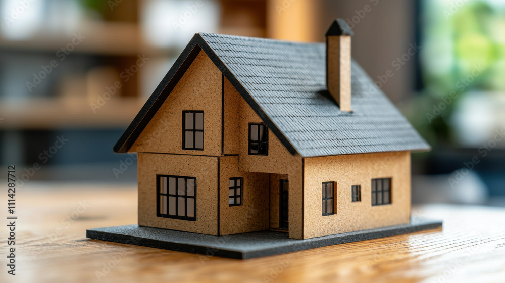 detailed model house showcasing modern architecture and design elements. This miniature home represents dreams of homeownership and creativity