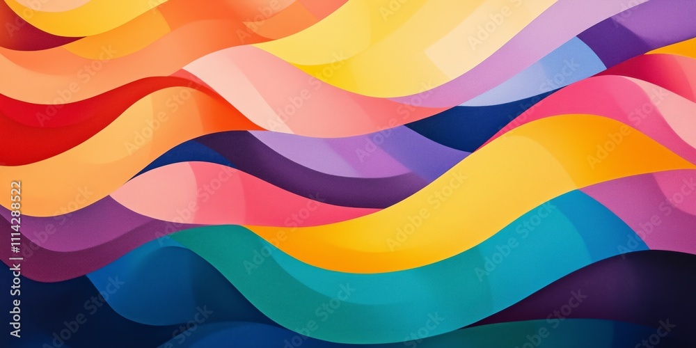 Obraz premium Bright psychedelic abstract waves of color with geometric shapes blending seamlessly.