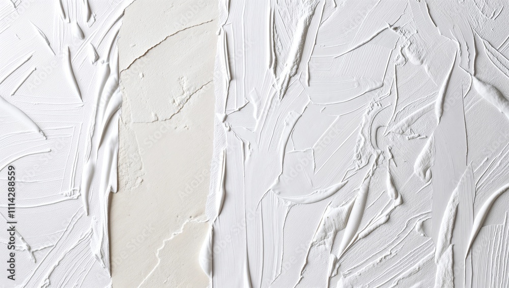 white abstract background of paste filler and bonding plaster with irregular dashes and strokes