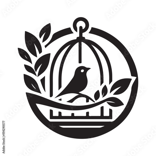 Bird cage silhouette vector, Birds cages icon silhouette illustration