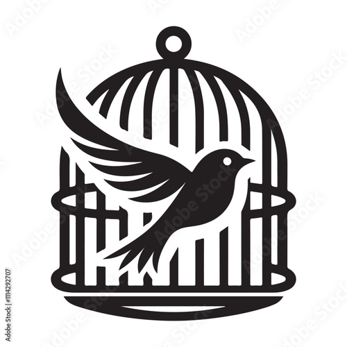 Bird cage silhouette vector, Birds cages icon silhouette illustration