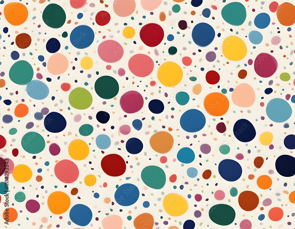Multicolored curved checkered lines and confetti, polka dots, striped pattern on a light background