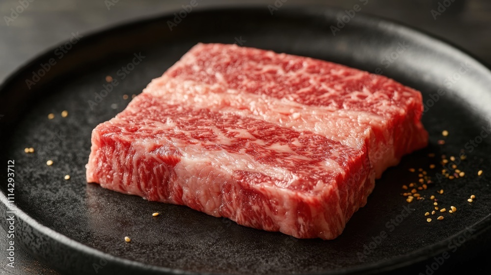 Luxurious Piece of Wagyu Sushi on a Platter Luxurious Piece of Wagyu Sushi on a Platter