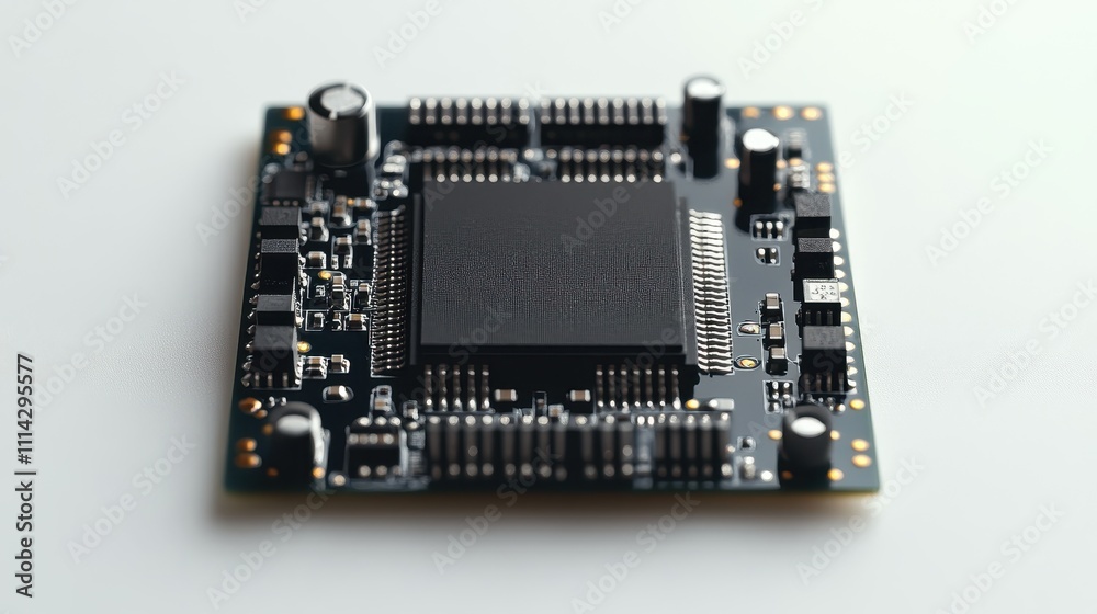 Black square electronic microchip, isolated on white background. Black square electronic microchip, isolated on white background.