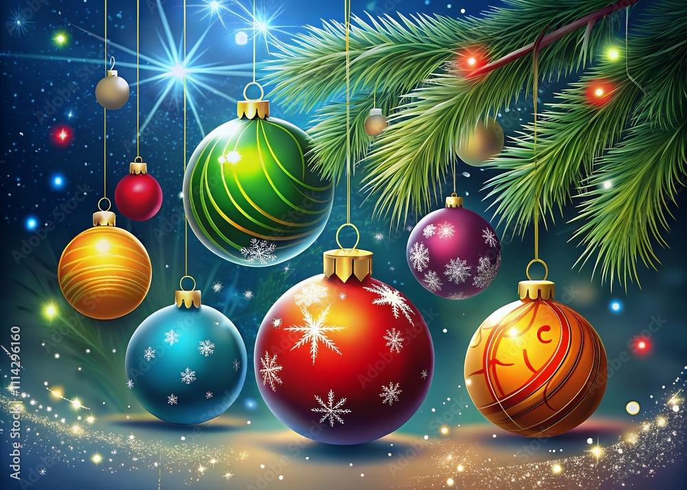 christmas tree with balls Merry Christmas And Happy New Year christmas tree with balls Merry Christmas And Happy New Year