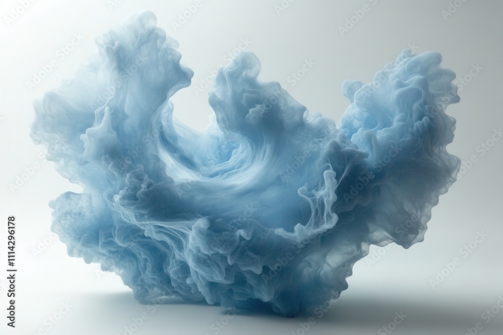 Blue swirling smoke on a white background, abstract image, AI-generated Blue swirling smoke on a white background, abstract image, AI-generated