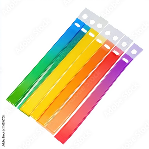 Colorful pH scale illustration with litmus paper strips, isolated on a white background for educational purposes. photo