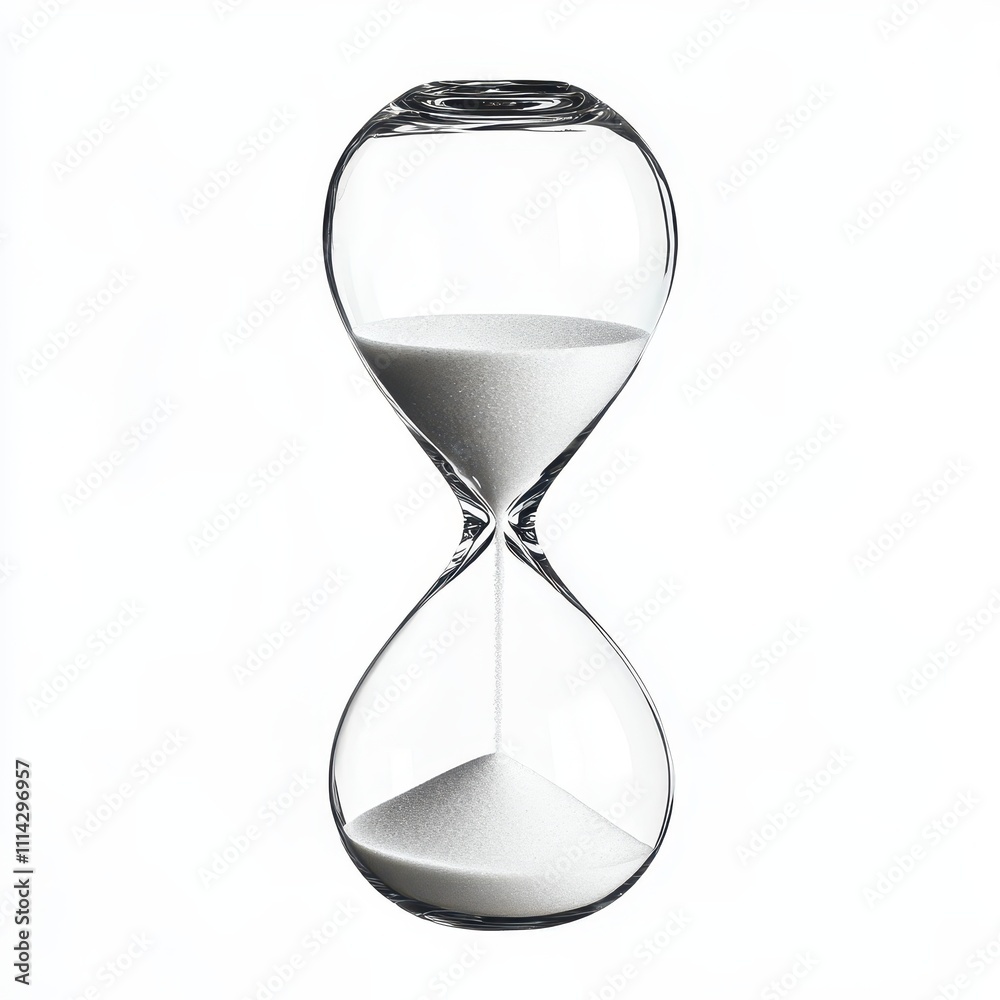 illustration of an hourglass with sand flowing through transparent glass on a white background, ideal for time management concepts. illustration of an hourglass with sand flowing through transparent glass on a white background, ideal for time management concepts.