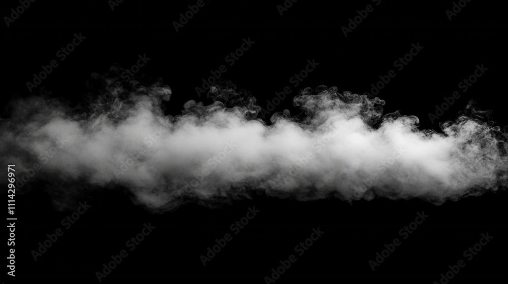 Pristine white smoke clouds on black background in abstract style, AI-generated Pristine white smoke clouds on black background in abstract style, AI-generated