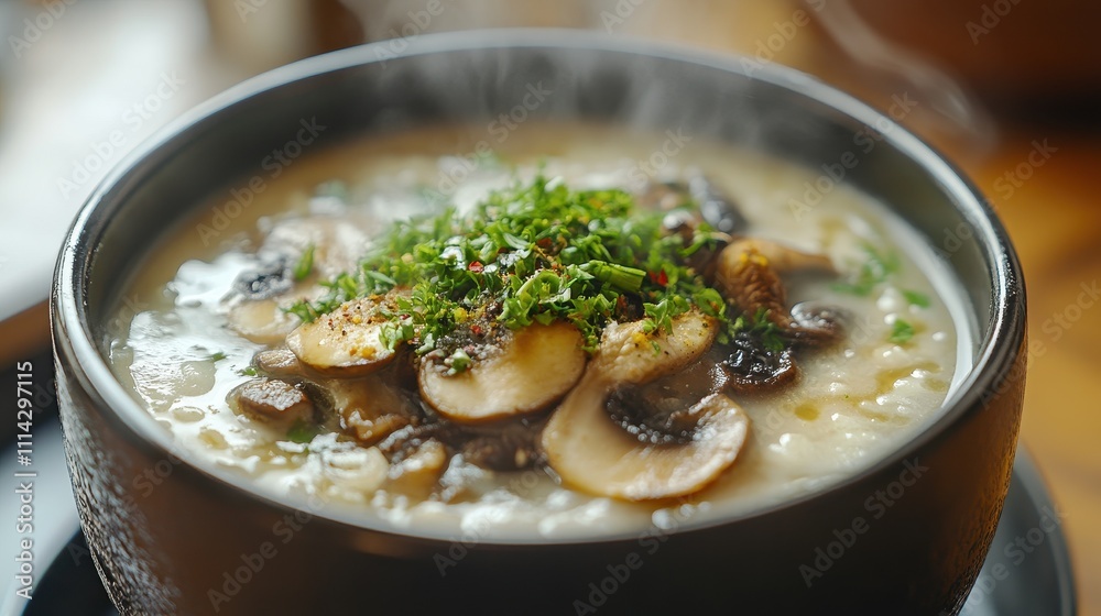 Bowl of mushroom soup food. Bowl of mushroom soup food.