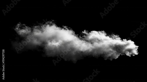 Pristine white smoke clouds on black background in abstract style, AI-generated