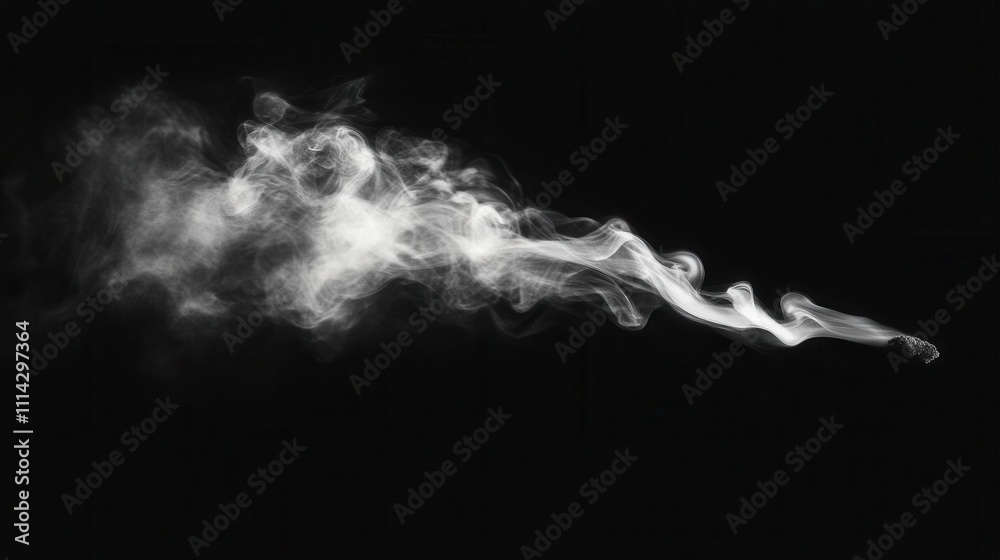 Obraz premium White smoke on a black background, horizontal composition, AI-generated
