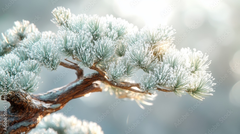 A close up of a branch of a pine tree on a white background A close up of a branch of a pine tree on a white background