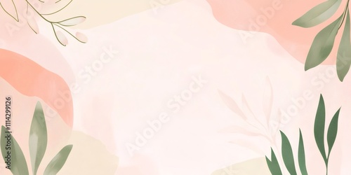 Soft pastel hues blend seamlessly in this elegant background, adorned with delicate foliage, creating a serene and natural aesthetic