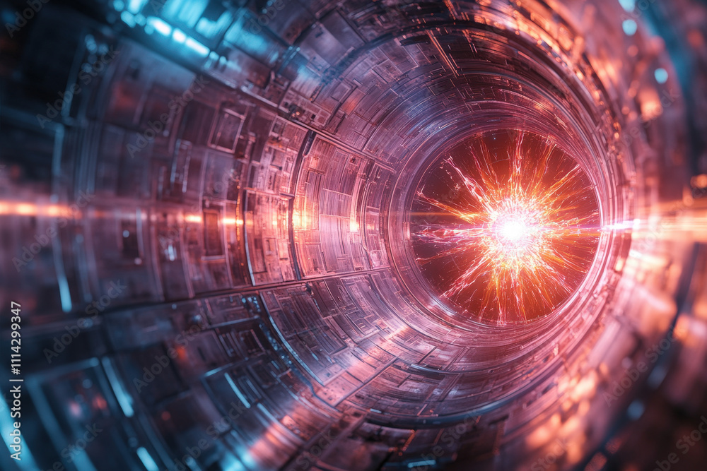 Fototapeta premium Radiant Energy Core Inside a Futuristic Tunnel