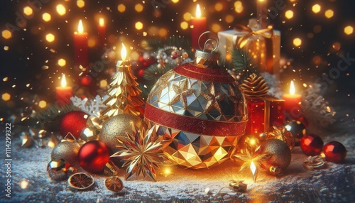 christmas tree and decorations content created with generative AI software.