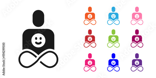 Black Friends forever icon isolated on white background. Everlasting friendship concept. Set icons colorful. Vector