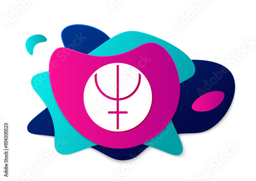Color Neptune planet symbol icon isolated on white background. Astrology, numerology, horoscope, astronomy. Abstract banner with liquid shapes. Vector