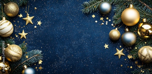 Wallpaper Mural Shimmering bokeh lights are dispersed among blue holiday ornaments. Torontodigital.ca