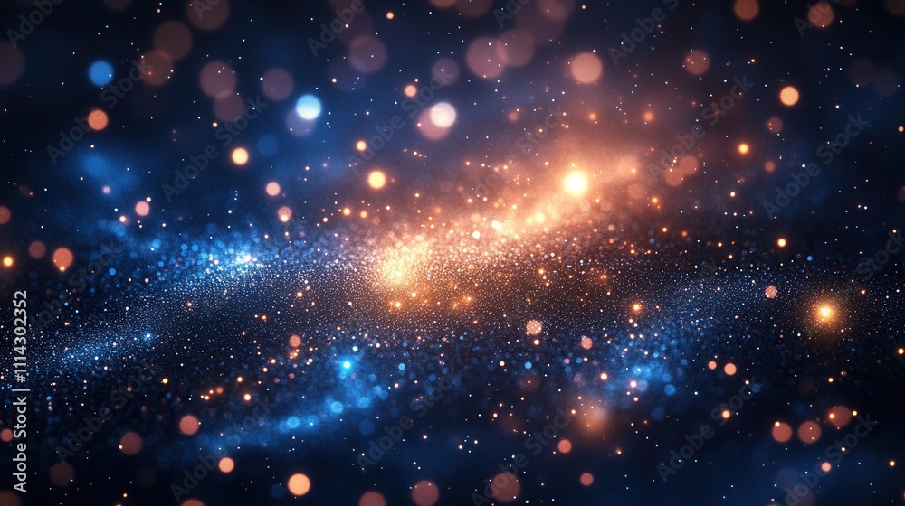Cosmic Star Field with Glowing Particles in Deep Space Background Cosmic Star Field with Glowing Particles in Deep Space Background