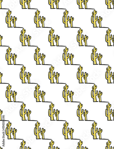 Seamlass pattern with cartoon cactus