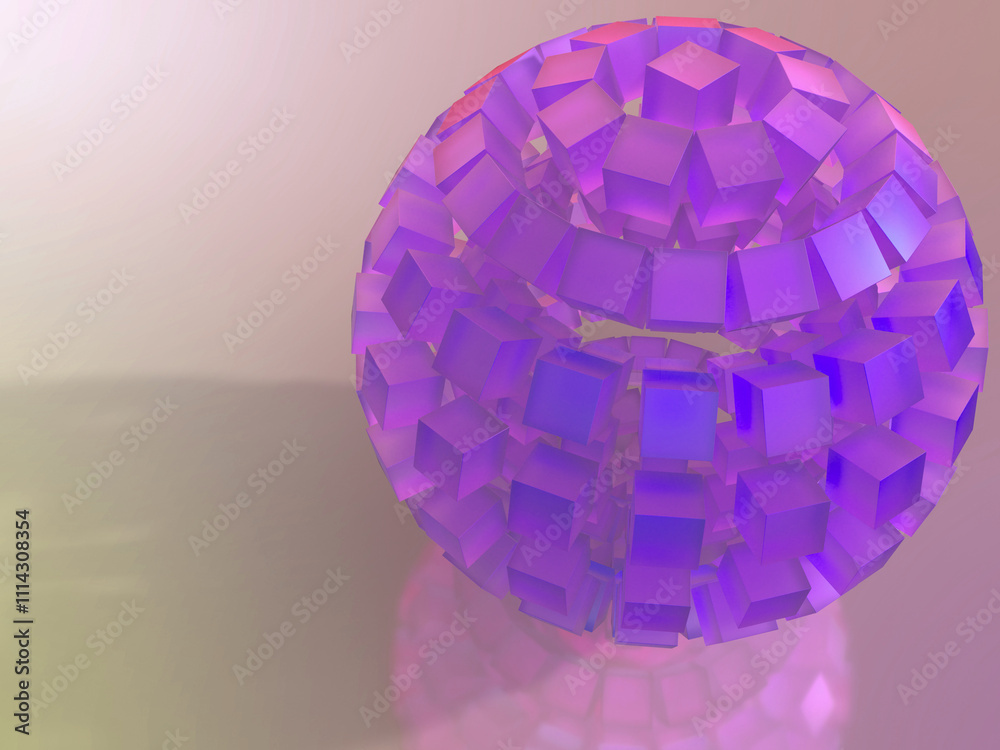 キューブで構成された球体の3Dイラスト キューブで構成された球体の3Dイラスト