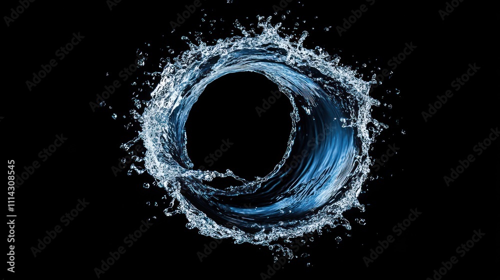 Circular Water Splash Abstract Photography: A mesmerizing image showcasing the dynamic beauty of water in motion, forming a perfect circle against a stark black backdrop. Circular Water Splash Abstract Photography: A mesmerizing image showcasing the dynamic beauty of water in motion, forming a perfect circle against a stark black backdrop.