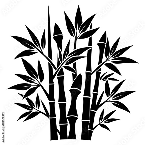 Bamboo vector silhouette black design white background