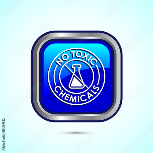 No Toxic Chemicals icon design illustration. No harmful chemical sign. Blue Color Square Button Design