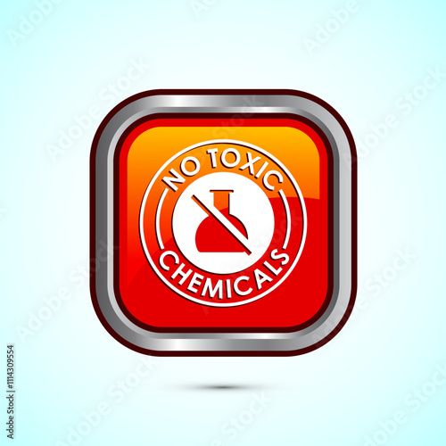 No Toxic Chemicals icon design illustration. No harmful chemical sign. Orange Color Square Button Design