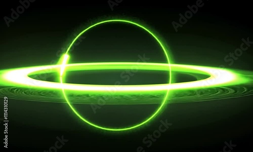 Glowing Green Circle and Ring on Dark Backdrop.
