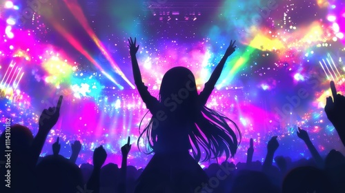 Wallpaper Mural Silhouette of a girl at a vibrant concert Torontodigital.ca