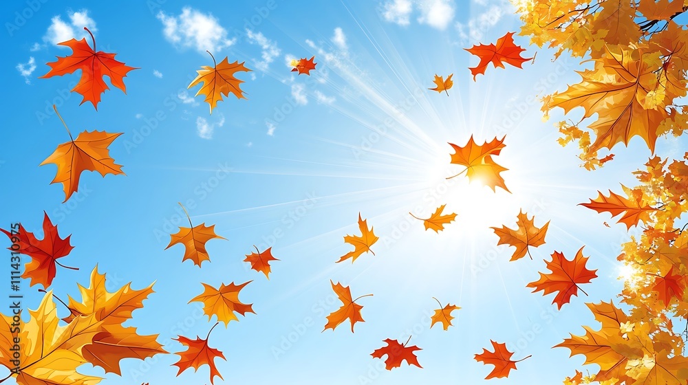 custom made wallpaper toronto digitalAutumn Leaves Falling On A Sunny Day