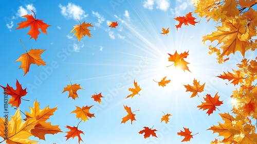 Wallpaper Mural Autumn Leaves Falling On A Sunny Day Torontodigital.ca