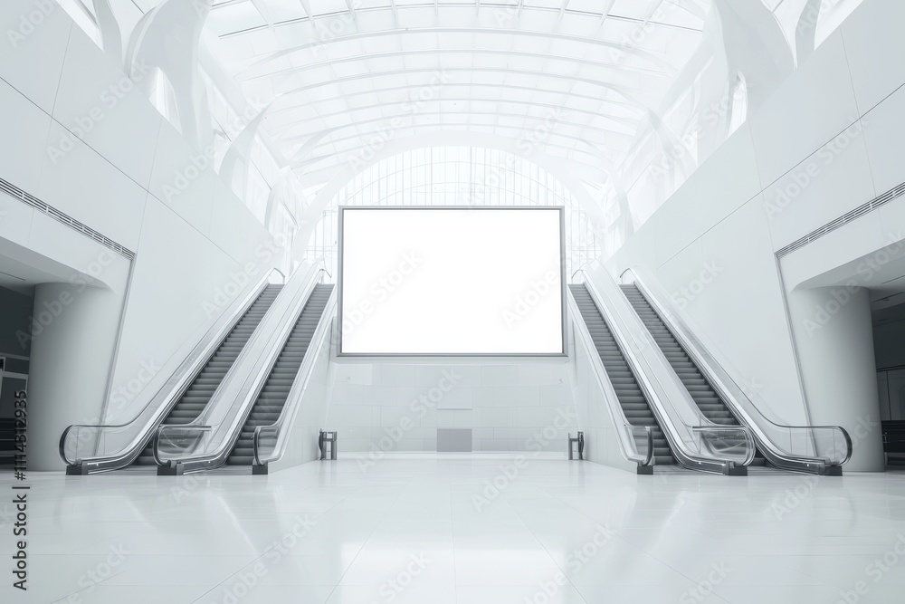 An unoccupied advertisement billboard in the airport. An unoccupied advertisement billboard in the airport.