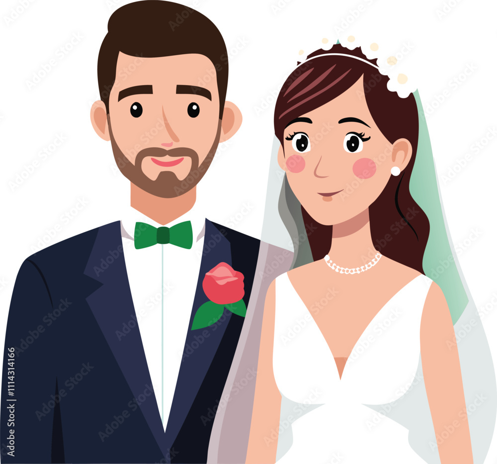 Bride and groom vector illustration 3