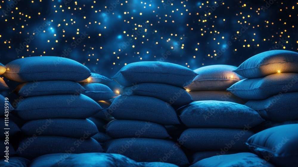 Obraz premium Cozy Atmosphere with Soft Pillows under a Starry Night Sky